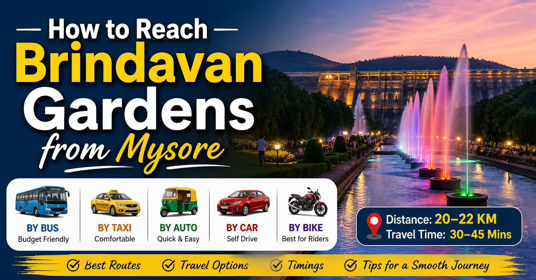 How to Reach Brindavan Gardens from Mysore