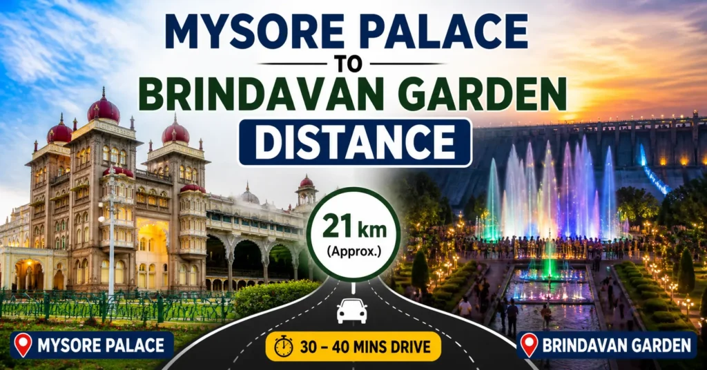 mysore palace to brindavan garden distance