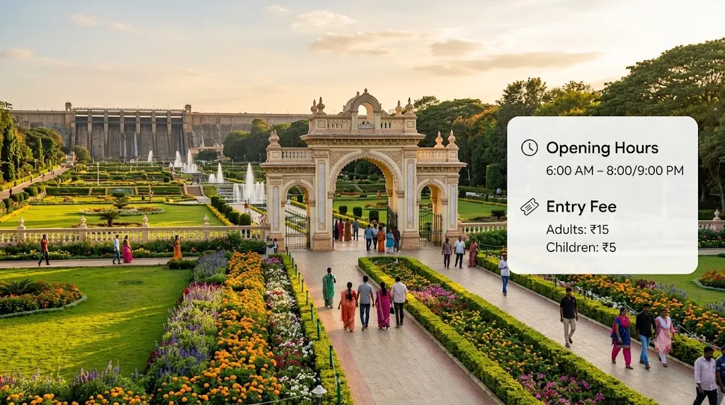 Brindavan Gardens Timings & Ticket Price (2026)