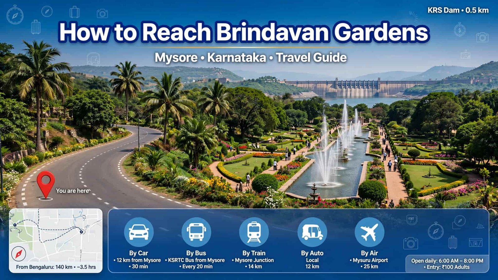 How to Reach Brindavan Gardens